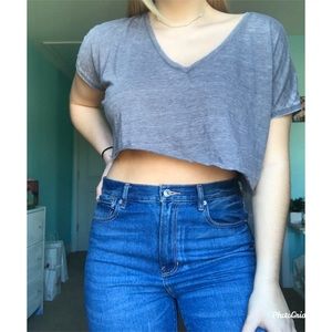 Express cropped grey t-shirt